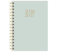 Academic Diary 2026-2027 A5 Week to View - Mid Year Spiral Bound Hardback Organiser - University, College & School Planner - Runs July 2026 to August 2027 - Hourly Appointments (Pastel Green)