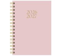 Academic Diary 2026-2027 A5 Week to View - Mid Year Spiral Bound Hardback Organiser - University, College & School Planner - Runs July 2026 to August 2027 - Hourly Appointments (Pastel Pink)