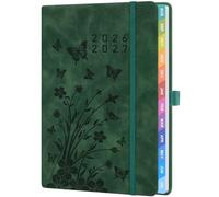 Academic Diary 2026-2027 A5 Week to View - SeaGreen Hardback Weekly Planner with Pen Holder, 100 gsm Paper & Ribbon Bookmarks - Academic Year Diary for Students & Teachers