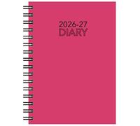 Academic Diary 2026-2027 A5 Week to View - Spiral Bound Mid Year Hardback Organiser - University, College & School Planner - Runs July 2026 to August 2027 - Hourly Appointments (Raspberry Pink)