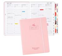 Academic Diary 2026-2027, A5 Week to View Vertical Weekly Planner from August 2026 to July 2027, Hardcover Academic Diary with Monthly Tabs & 4 sheets stickers (Pink)