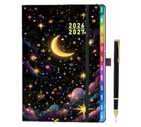 Academic Diary 2026-2027 A5 Week to View - Weekly Planner with Monthly Tabs, 100 GSM No Bleed Paper, Pen Holder, Pocket, Elastic Band & Ribbon Bookmarks, Academic Year Diary Aug 2026-Jul 2027