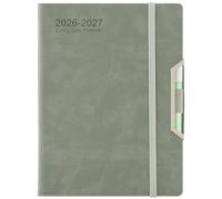Academic Diary 2026-2027,Diary 2026-2027 Day Per Page, Hardcover Organized from July 2026 to June 2027, Agenda A5 Daily Monthly Planner with Monthly Tabs, Inner Pocket,Pen,Pen Loop,Stickers (Green)