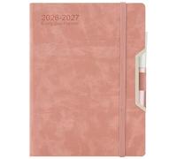 Academic Diary 2026-2027,Diary 2026-2027 Day Per Page, Hardcover Organized from July 2026 to June 2027, Agenda A5 Daily Monthly Planner with Monthly Tabs, Inner Pocket,Pen,Pen Loop,Stickers (Pink)