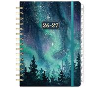 Academic Diary 2026-2027 - Diary 2026-2027 from Aug. 2026 to Jul. 2027, diary A5 Week to View with Hard Cover and Back Pocket, 21.3 x 14.7 x 1.6 cm - Green Aurora