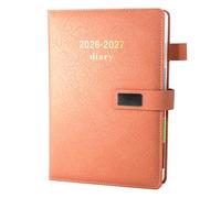 Academic Diary 2026-2027, Faux Leather 2026-2027 Diary A5 Page A Day,Productivity Daily Planner from Jul 2026 to Jun 2027 With Monthly Tabs, and Colorful Side Panels (Pink)