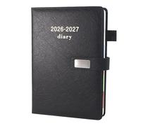 Academic Diary 2026-2027, Faux Leather Diary 2026-2027 A5 Page A Day,Productivity Daily Planner from Jul 2026 to Jun 2027 With Monthly Tabs, and Colorful Side Panels (Black)