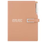 Academic Diary 2026-2027,from Jul 2026-Jun 2027 A5 Day to Page,Schedule Organizer with Calendar Stickers, Agenda Diary Planner with Pen Holder and Pen,Premium Thicker Paper 14 X 21.5 cm (Pink)