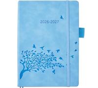 Academic Diary 2026 2027 Page a Day A5, Daily Planner with Monthly Tabs, Back Pocket, Pen Holder & 2 Bookmarks, PU Leather Hardcover, Day per Page Mid Year Calender 2026/27 UK(Aug 2026-Jul 2027)