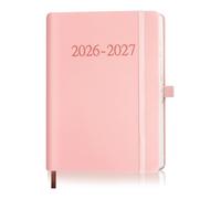 Academic Diary 2026-2027 Page A Day A5 Diary 2026-2027 Day Per Page,from August 2026 to July 2027, Mid-Year Daily Planner for Office School & Work,Pen Loop, Elastic Strap, Faux Leather Cover(Pink)