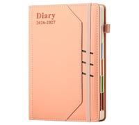 Academic Diary 2026 2027 Page a Day A5,Mid Year Diary 2026/27 Day per Page,Daily Planner Organiser from July 2026 to June 2027,Productivity Journal with Pocket (Pink)