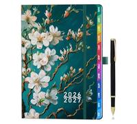 Academic Diary 2026-2027 Week to View A5, Aug 2026 - Jul 2027, Weekly & Monthly Planner, Moon Phases, UK Holiday, Hardcover, Gradient Colorful Tabs, Notes, Pen Set, Back Pocket - Teal