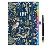 Academic Diary 2026-2027 Week to View A5, Hardcover, Mid Year Weekly & Monthly Planner from Aug 2026 to July 2027, Gradient Colorful Tabs, Notes, Pen Set, Back Pocket - Midnight Forest Cover