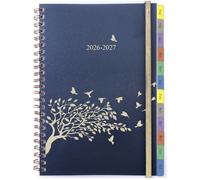 Academic Diary 2026-2027 Week to View A5, Weekly Monthly Planner with Tabs, Notes,Contact, Back Pocket, Spiral Bound, 1 Week On 2 Pages Mid Year Diary 2026/27 for School Family, Aug.2026-Jul.2027