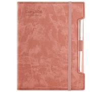 Academic Diary 2026 A5 Day Per Page, Daily Planner 2026,2026 Diary from Jan 2026 to Dec 2026,12 Months Agenda,Daily Diary with Hard Cover, Pen,Pen Loop, Stickers (Pink)