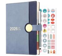 Academic Diary 2026 A5 Page a Day, from January 2026 to December 2026, 12 Months Daily Planner,Hardcover Diary with Pen (Blue)