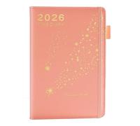 Academic Diary 2026 A5 Page a Day,Full Year Planner - Daily & Monthly Planner from Jan to Dec,Hardcover Appointment Diary 2026 with Monthly Tab,Inner Pocket,Bookmark,Pen Loop (Pink)