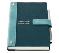 Academic Diary 2026,Agenda 26 Diary A5 Page a Day,Hardcover Organiser Year Diary Jan-Dec 2026,Month Weekly Planner with Pen,Stickers,Inner Pocket (Green 2026, A5)