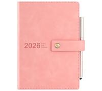 Academic Diary 2026, Daily Planner, A5 Day Per Page,Daily Diary from Jan 2026 - Dec 2026,Hard Cover Organisers Journals with Pen,Bookmark,Monthly Tabs,Stickers and Inner Pocket-14.5x21.5 cm (Pink)