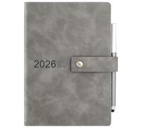 Academic Diary 2026, Daily Planner, A5 Day Per Page,Daily Diary from Jan 2026 - Dec 2026,Hard Cover Organisers Journals with Pen,Bookmark,Monthly Tabs,Stickers and Inner Pocket-14.5x21.5 cm (Gray)