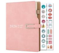 Academic Diary 2026 Day per Page A5, Appointment Year Diary 2026 Page a Day,12 Months Agenda Daily Monthly Planner for School Family Work (Pink)