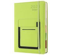 Academic Diary 2026, Diary 2026 A5 Page a Day from January 2026 to December 2026,Year Academic Planner with Colorful Monthly Tab,Front/Inner Pocket,Elastic Closure (Green)