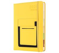Academic Diary 2026, Diary 2026 A5 Page a Day from January 2026 to December 2026,Year Academic Planner with Colorful Monthly Tab,Front/Inner Pocket,Elastic Closure (Yellow)