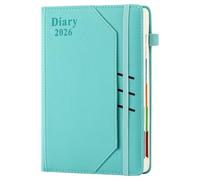 Academic Diary 2026 Page a Day A5,Year Diary 2026 Day per Page,Daily Planner Organiser from January 2026 to December 2026,Productivity Journal with Pocket (Blue)