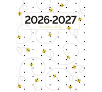 Academic Diary A4 Week To View | Cute Bumble Bees Buzzing on White (Hardback): Large Mid Year Planner | August - July (UK Holidays & Moon Phases)