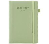 Academic Diary Year 2026-27 A5 Page A Day,Mid Year Academic Planner Jul 2026 to Jun 2027,Hardcover Agenda with Pen Holder, Front Pocket,Colorful Monthly Tab,Elastic Closure (Green)