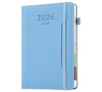 Academic Diary Year 2026 A5 Page A Day,Year Academic Planner Jan 2026 to Dec 2026,Hardcover Agenda with Pen Holder, Front Pocket,Colorful Monthly Tab,Elastic Closure (Blue)