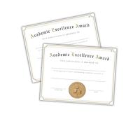Academic Excellence Award Certificate 30pk 8.5x11” GPA Honors Graduation Recognition Achievement Valedictorian End of Year High School Middle
