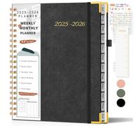 Academic Planner 2025-2026, Weekly and Monthly Calendar Planner from July 2025 - June 2026, 8.5" x 11" Hardcover Leather Hourly Appointment Book with Tabs, Spiral Daily Planners for College School
