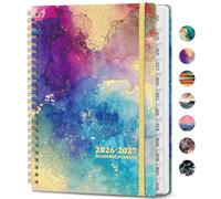 Academic Planner 2026-2027, Weekly and Monthly Calendar Book, July 2026 - June 2027, Hardcover Planner with Tabs, Perfect for Teachers, Students, Women & Men, A5 (6.4" x 8.5") - Gold