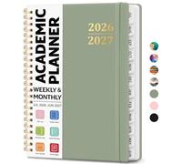 Academic Planner 2026-2027, Weekly and Monthly Calendar Planner Book, July 2026 - June 2027, Hardcover Organizer with Tabs, Perfect for Teachers, Students, Women & Men, A5 (6.4" x 8.5") - Green