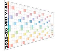Academic Wall Planner 2025/2026 - A1 Dry Erase Mid Year Wall Planner 2025-2026 - 14 Month Office, University, School, Teacher Calendar 25/26 - Folded Extra Wide Rows Edition