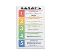 Academic Writing Aid, The 5 Paragraph Essay Diagram, Canvas Print for College Student, Professor(Unframed,08x12inch(20x30cm))