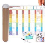 Academic Year Planner - Giant Write-on Wipe Off Wall Planner with Free Accessory Kit (2026/2027 Rainbow, Standard 61 x 85cm)