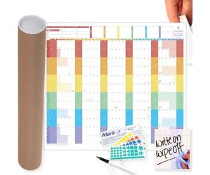 Academic Year Planner - Giant Write-on Wipe Off Wall Planner with Free Accessory Kit (2026/2027 Rainbow, Gaint 88x120cm)