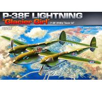 ACADEMY 1/48 P-38F Lightning Glacier Girl Plastic Model Kit 12208 | 1/48 Scale WWII P-38F Lightning Plastic Model Assembly Kit