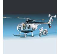 Academy 1:48 Police Helicopter Hughes 500D (includes Motorcycle) Model Kit 12249