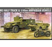 Academy 1/72 US Army M3 Half-Track and Amphibian Vehicle Model Kit Set