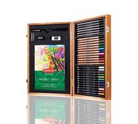 Academy Wooden Gift Box,Complete 35 Piece Art Set with Colouring Pencils,Pastels