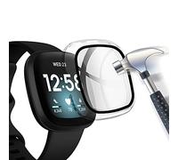 Acadeny Case with Tempered Glass Screen Protector Compatible for Fitbit Versa 3, 9H Hardness 360 Degree AllRound Protective Case Ultra Thin Protective PC Case for Versa 3 Clear, versa 3Case