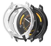 Acadeny [Pack of 2] Case Compatible with Garmin Venu 3, Black Silver High Transparency All-Round Protective Case with Screen Protector, [Anti-Stain] [Scratch-Resistant] Ultra Thin TPU Protective Case