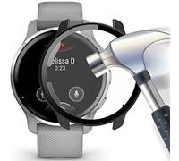 Acadeny Tempered Glass Screen Protector Case Compatible for Garmin Venu 2 Plus, 9H Hardness 360° 360 Degree Protective Case, Ultra-Thin PC Protective Case for Venu 2 Plus -Black