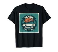 Acadia Adventure Shirt Maine Cliff Sunrise Forest Retro T-Shirt