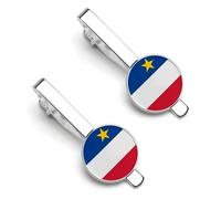 Acadia National Flag Men'S Tie Clip Necktie Wedding Business for Men Daily Life Wedding Anniversary Business Father'S Day