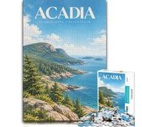 Acadia National Park Coastal Landscape Jigsaw 1000pcs (52x38cm) for Adults | For a useful gift beyond Christmas Day: Adult jigsaw puzzle with 1000 pieces turns winter leisure into a focused activity.
