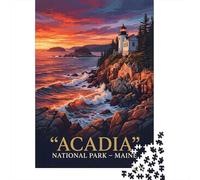 Acadia National Park Lighthouse Jigsaw Puzzle 1000 Pieces, Lakeside Architecture Scene, Interlocking Paper Pieces, Weekend Hobby for Adults, Family Night Game, 52x38cm/1000pcs